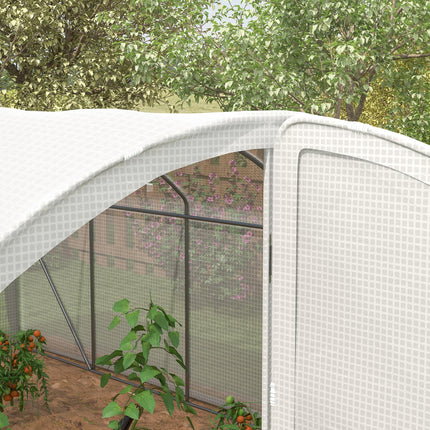 4 x 3m Polytunnel Greenhouse with UV Resistant PE Cover and Galvanised Steel Frame - White