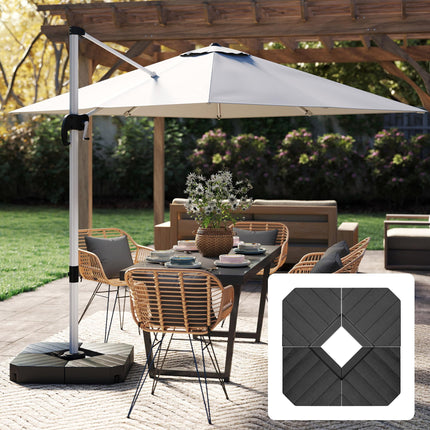 Heavy Duty Cantilever Parasol Umbrella Weights Set of 4, 80kg Sand or 60kg Water Fill - Black