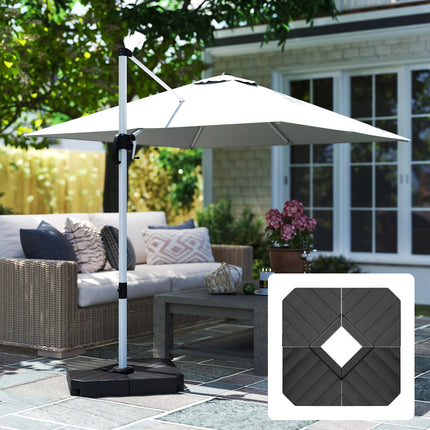Heavy Duty Cantilever Parasol Umbrella Weights Set of 4, 80kg Sand or 60kg Water Fill - Black