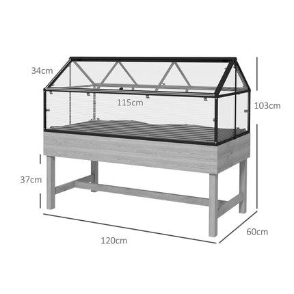 Elevated Wood Raised Garden Bed with Mini Greenhouse - Distressed Grey