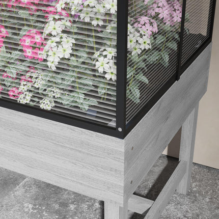 Elevated Wood Raised Garden Bed with Mini Greenhouse - Distressed Grey