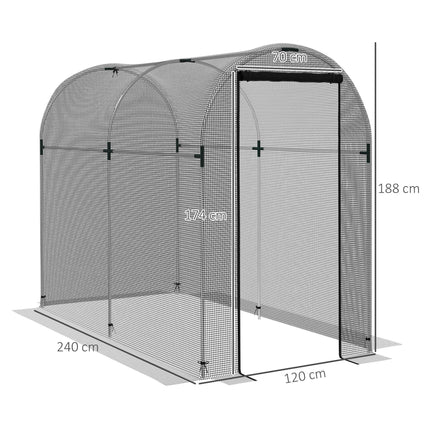 Galvanised Steel Fruit Cage with Zipped Door 1.2x2.4x1.9m - Black