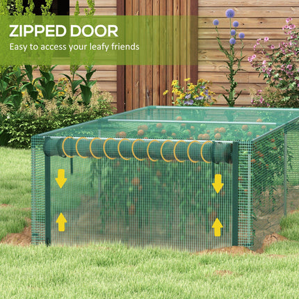 8 Ft x 4 Ft Steel Plant Protection Cage with Zipped Door - Green