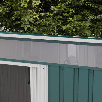 6.5 x 4FT Galvanised Metal Garden Shed with Lockable Double Sliding Doors - Green