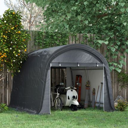 3 x 3(m) Garden Storage Tent, Heavy Duty Outdoor Shed with 2 Doors, Waterproof Portable Shed Storage Shelter with Galvanised Steel Frame for Bike, Motorcycle, Garden Tools, Grey
