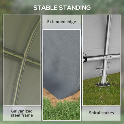3 x 3(m) Garden Storage Tent, Heavy Duty Outdoor Shed with 2 Doors, Waterproof Portable Shed Storage Shelter with Galvanised Steel Frame for Bike, Motorcycle, Garden Tools, Grey