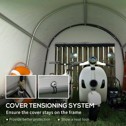 3 x 3(m) Garden Storage Tent, Heavy Duty Outdoor Shed with 2 Doors, Waterproof Portable Shed Storage Shelter with Galvanised Steel Frame for Bike, Motorcycle, Garden Tools, Grey