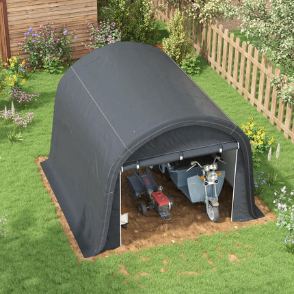 3 x 3(m) Garden Storage Tent, Heavy Duty Outdoor Shed with 2 Doors, Waterproof Portable Shed Storage Shelter with Galvanised Steel Frame for Bike, Motorcycle, Garden Tools, Grey