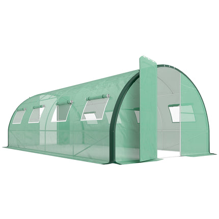6 x 3 Metre Walk-In Polytunnel Greenhouse with Galvanised Steel Frame - Green