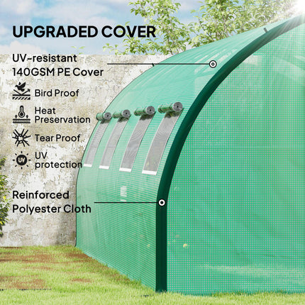 6 x 3 Metre Walk-In Polytunnel Greenhouse with Galvanised Steel Frame - Green