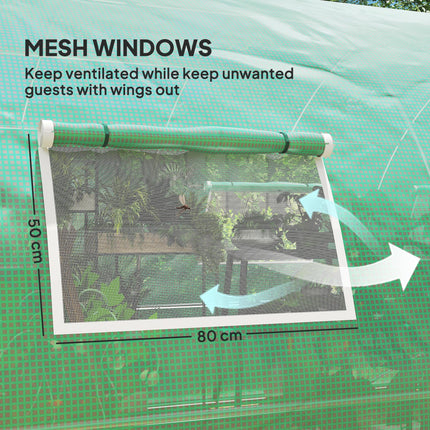 6 x 3 Metre Walk-In Polytunnel Greenhouse with Galvanised Steel Frame - Green