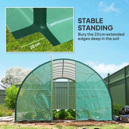 6 x 3 Metre Walk-In Polytunnel Greenhouse with Galvanised Steel Frame - Green