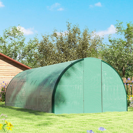 6 x 3 Metre Walk-In Polytunnel Greenhouse with Galvanised Steel Frame - Green