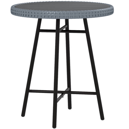 PE Rattan Side Table with Plastic Wood Top 50x50x55cm - Grey