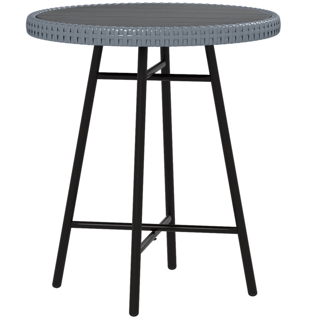 PE Rattan Side Table with Plastic Wood Top 50x50x55cm - Grey