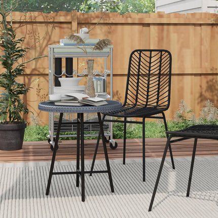 PE Rattan Side Table with Plastic Wood Top 50x50x55cm - Grey