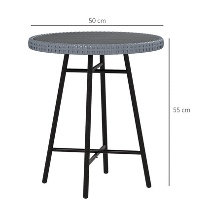 PE Rattan Side Table with Plastic Wood Top 50x50x55cm - Grey