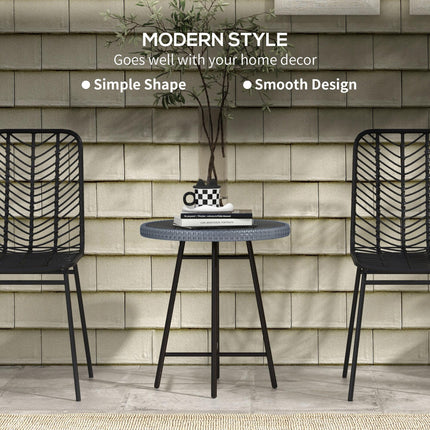 PE Rattan Side Table with Plastic Wood Top 50x50x55cm - Grey