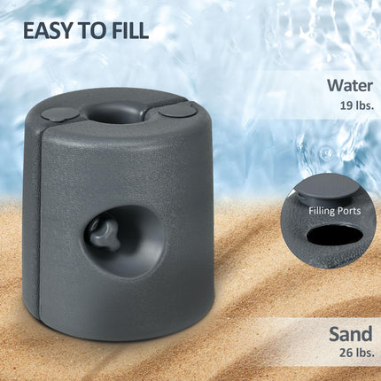 HDPE Tent Weights Set of 4, Canopy Weights, Fill with Water or Sand, 48KG