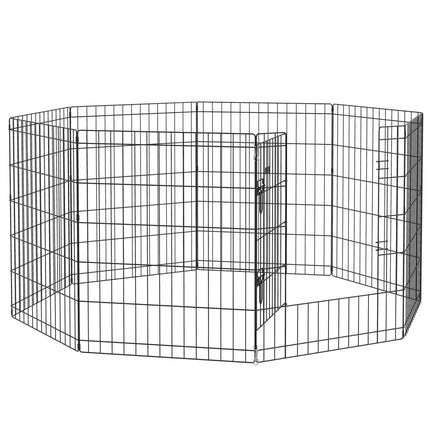 8 Panel DIY Dog Pen with Door for Indoor Outdoor Use, 76cm High - Black
