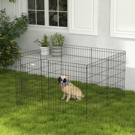 8 Panel DIY Dog Pen with Door for Indoor Outdoor Use, 76cm High - Black