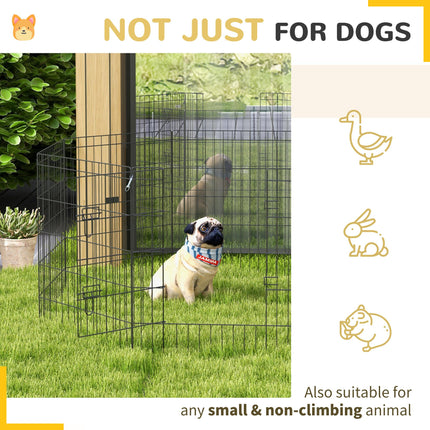 8 Panel DIY Dog Pen with Door for Indoor Outdoor Use, 76cm High - Black