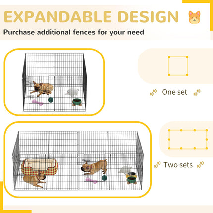 8 Panel DIY Dog Pen with Door for Indoor Outdoor Use, 76cm High - Black