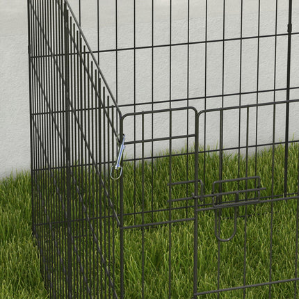8 Panel DIY Dog Pen with Door for Indoor Outdoor Use, 76cm High - Black