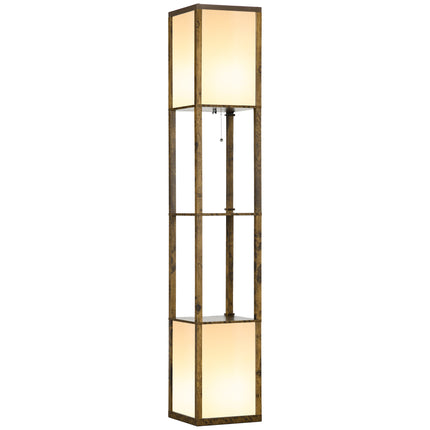 Modern Floor Lamp with Dual Ambient Lights and Shelves 156cm - Brown