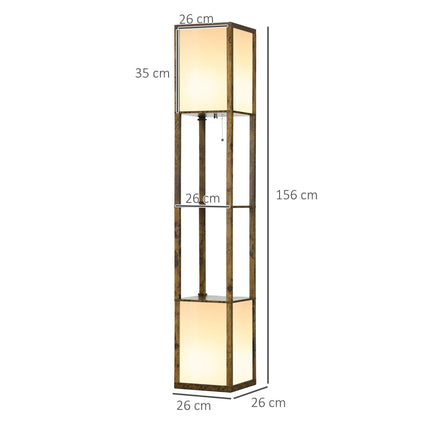Modern Floor Lamp with Dual Ambient Lights and Shelves 156cm - Brown