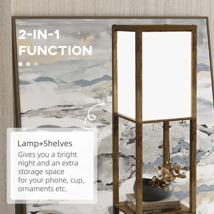 Modern Floor Lamp with Dual Ambient Lights and Shelves 156cm - Brown
