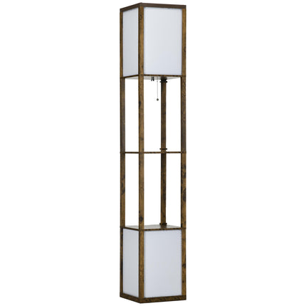 Modern Floor Lamp with Dual Ambient Lights and Shelves 156cm - Brown
