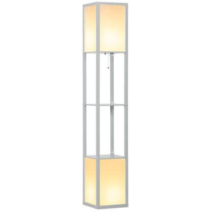 Modern Shelf Floor Lamp with Dual Ambient Light 156cm Standing Lamp for Living Room Bedroom - Grey