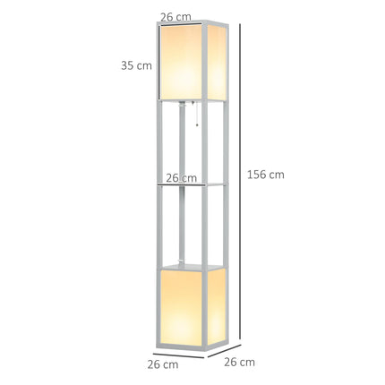 Modern Shelf Floor Lamp with Dual Ambient Light 156cm Standing Lamp for Living Room Bedroom - Grey