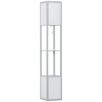 Modern Shelf Floor Lamp with Dual Ambient Light 156cm Standing Lamp for Living Room Bedroom - Grey