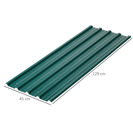 Set of 12 Corrugated Galvanised Steel Roof Panels 129x45cm - Green