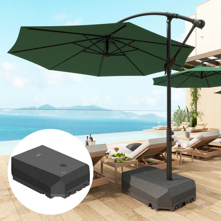 Heavy Duty Plastic Parasol Base for Cantilever Umbrella with Wheels, Water/Sand Fillable - Black
