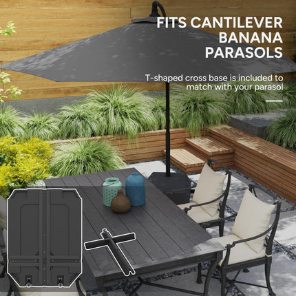 Heavy Duty Plastic Parasol Base for Cantilever Umbrella with Wheels, Water/Sand Fillable - Black