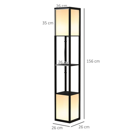 Modern Shelf Floor Lamp with Dual Ambient Lighting, 156cm Standing Lamp for Living Room & Bedroom - Black