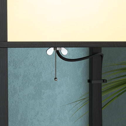 Modern Shelf Floor Lamp with Dual Ambient Lighting, 156cm Standing Lamp for Living Room & Bedroom - Black