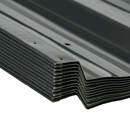Set of 12 Corrugated Galvanised Steel Roof Panels 129x45cm - Dark Grey