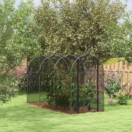 Galvanised Steel Fruit Cage with Zipped Door 120x360x188cm - Black