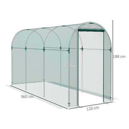 Galvanised Steel 360x120cm Fruit Cage with Zipped Door - Green
