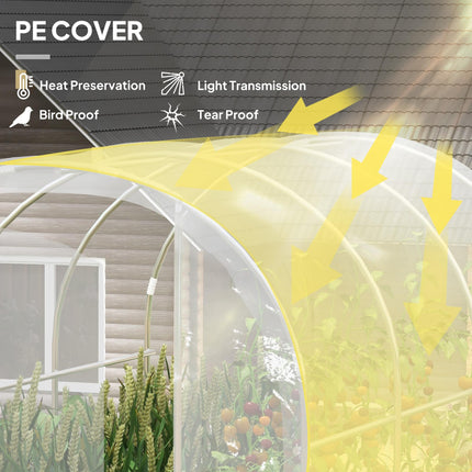 Polytunnel Walk-in Greenhouse 3x2x2m with PE Cover and Galvanised Steel Frame - Clear