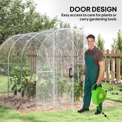 Polytunnel Walk-in Greenhouse 3x2x2m with PE Cover and Galvanised Steel Frame - Clear