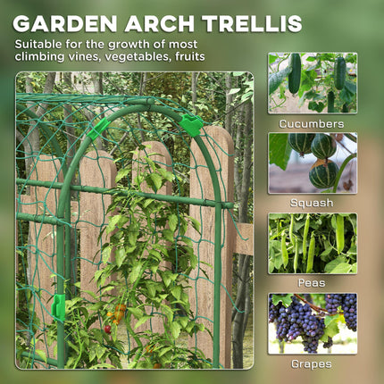 183 cm Tall Metal Garden Trellis, Arch Trellis for Climbing Plants Outdoor with Climbing Net