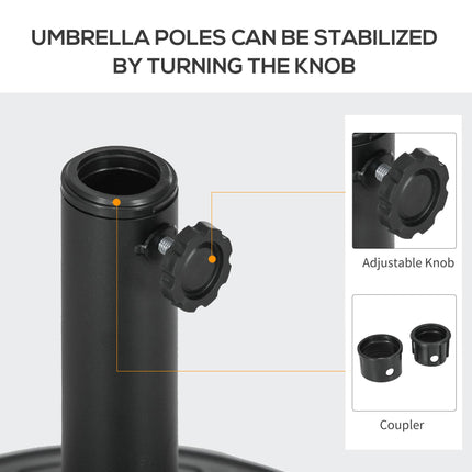 Umbrella Base, Heavy Duty Concrete Base Holder with Steel Pole, Round Parasol Stand for Patio, Outdoor, Garden, Black