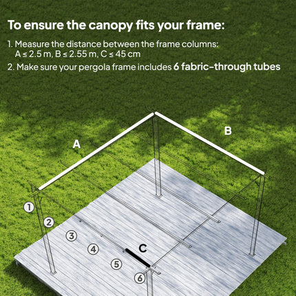 Retractable 3x3 Metre Pergola Canopy Replacement - Beige