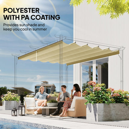 Retractable 3x3 Metre Pergola Canopy Replacement - Beige