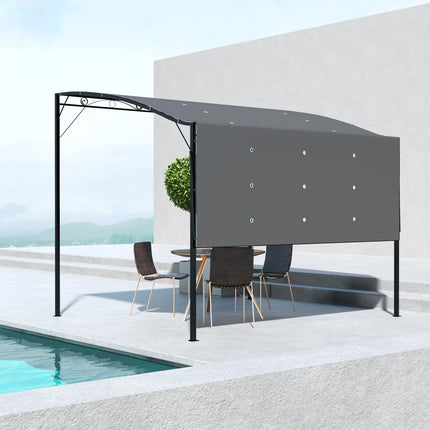 Spacious Metal Patio Gazebo with Adjustable Canopy - Charcoal Grey